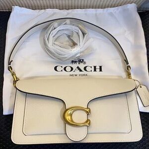 Coach Ivory Leather Shoulder Bag with Gold Accents